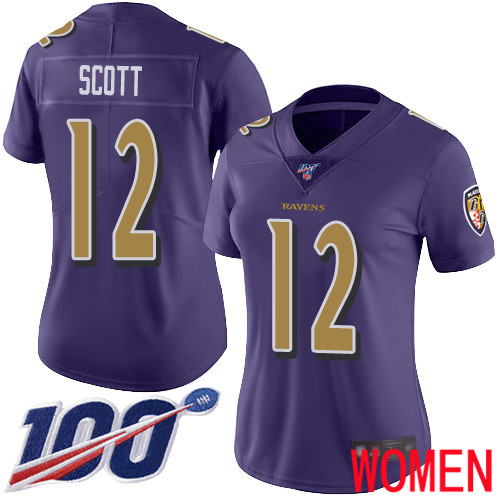 Baltimore Ravens Limited Purple Women Jaleel Scott Jersey NFL Football #12 100th Season Rush Vapor Untouchable->women nfl jersey->Women Jersey